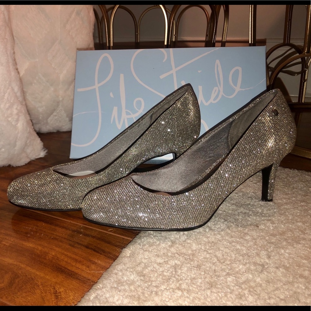 Brand New Never Worn Silver Sparkly Heels